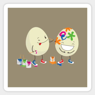Funny Easter eggs decorating each other Sticker